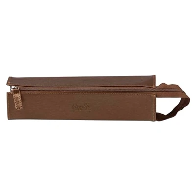 Image of RHODIA 319040C Rhodiarama Bronze pencil case 23x5x5 cm Flat opening for use as a Faux leather Storage pens, pencils, markers, small supplies