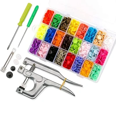 Image of Snap Button Set, Queta 360 Buttons Snaps with Pliers, Fasteners Popper Studs Sewing Tools (24 Colors, Plier for T3, T5, T8)