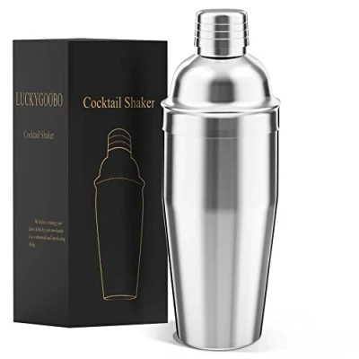 Image of Cocktail Shaker,750ML Martini Shaker,Food Grade Stainless Steel Mixer Built in Strainer,Drink Shaker by LUCKYGOOBO,Bartender Kit Gifts.