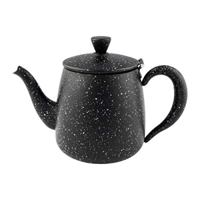 Image of Café Olé Premium Tea Pot, 18/10 Stainless Steel, Black Granite Finish, 35oz, Stay Cool Hollow Handles, Perfect Pour Spout, PT 035BG