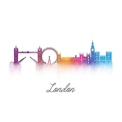 Image of Wee Blue Coo Painting Digital London England Landmark Skyline Art Print Poster Wall Decor 12X16 Inch