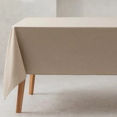 Image of GAMUSI Tablecloth Smooth Organic Cotton Waterproof Stain Resistant Rectangular Stone Colour 140 x 100 cm