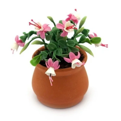 Image of MyTinyWorld Miniature Pink Fuchsias in a Terracotta Pot