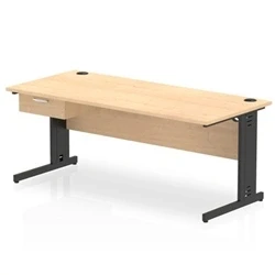 Image of Impulse 1800x800 Desk Maple/Black Cable Managed Leg 1 Dr Fixed Ped