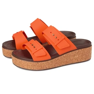 Image of Crocs Women&#039;s Brooklyn Cork Buckle Sandal, Topaz, 4 UK