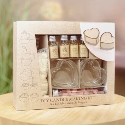 Image of Marco Paul DIY Heart Candle Gift Set Make Your Own Scented Candles Novelty Gifts Circle Jars Home Decor Soy Beeswax for Women Men Non Toxic