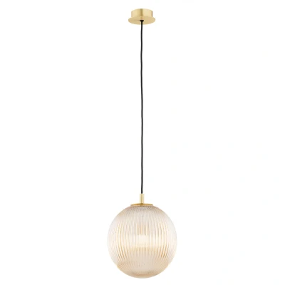 Image of Paloma 25cm Globe Pendant Ceiling Light Honey Lister (Fluted), Brushed Brass