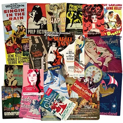 Image of 100 Pcs Film Poster Stickers, Famous Movie Classic Clips Images Stickers for Scrapbook, Notebook, Bicycle