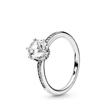 Image of PANDORA Timeless Women&#039;s 14k Rose Gold Plated Princess Sparkling Cubic Zirconia Wishbone Ring, Size 54, No Box