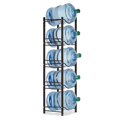 Image of Water Cooler Jug Rack Dispenser 5 Tier Stainless Steel Heavy Duty Detachable Bottle Storage Shelf Organizer for Gallon Holder Home Office Kitchen Breakroom