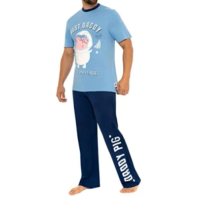 Image of Peppa Pig Pyjamas Mens Daddy PJS Blue Small