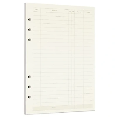 Image of Zelten 1 Pack A5 45 Sheets/90 Pages Finance Loose Leaf Punched Paper Refills for 6 Hole Binder Personal Organizer Diary Notebook Refillable Planner