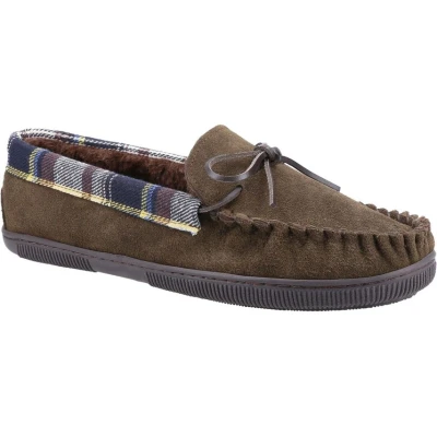 Image of Cotswold Sodbury Moccasin Slipper Mens Brown Size UK 11