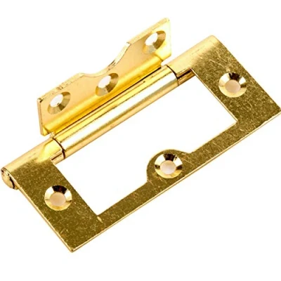 Image of 10x Brass 75mm Flush Hinges Cabinet/Cupboard Door