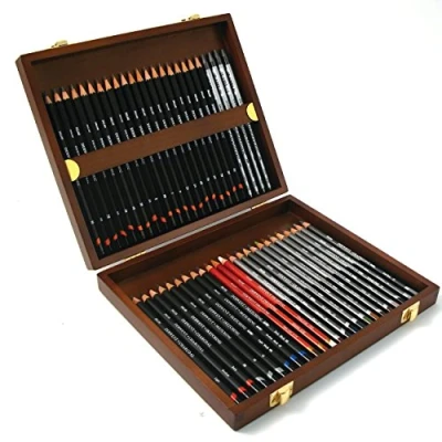 Image of Derwent Sketching Collection, Drawing &amp; Writing, Set Of 48 Pencils In A Wooden Gift Box, Ideal For Sketching, Professional Quality, 0700759
