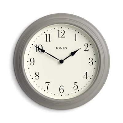 Image of Jones Clocks® Premium Large Wall Clock with Arabic Dial, the &#039;Supper Club&#039; in Grey 40cm