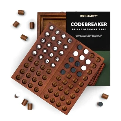 Image of Iron &amp; Glory Code Breaker Wooden Puzzle Board Game Gift Ideas For Dad Mens Birthday Gifts Home Decor Accessories Coffee Table Strategy Games Box Living Room