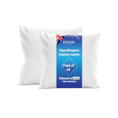 Image of Rohi Set of 2 Hypoallergic Cushion Inners Pads (Pack 2) 14&quot; x (35cm 35cm) Inserts Decorative Square Stuffer for Sofa Couch Cushions