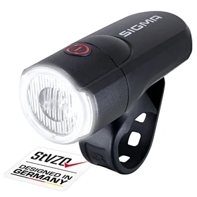 Image of SIGMA Sport AURA 30, LED Bike Light, 30 Lux, StVZO Approved, Battery Powered Front Colour: Black