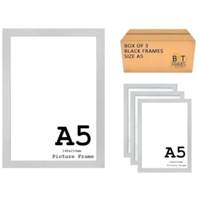 Image of A5 picture frames pack of 3 silver (Silver, 210 x 148mm)