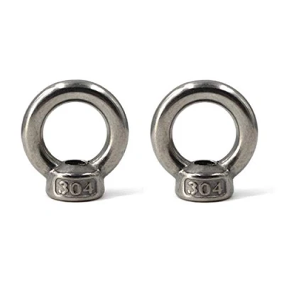 Image of M12 Ring Shape Lifting Eye Nut 304 Stainless Steel Threaded Fastener 2 Pack