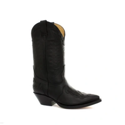 Image of Grinders Unisex Black Leather Cowboy Boots Arizona HI Size EU 44