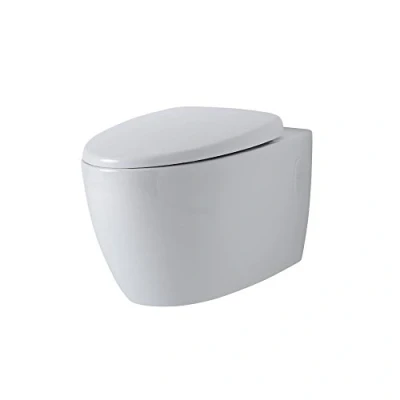 Image of Milano Altham Modern White Ceramic Wall Hung Rimless Toilet WC Soft Close Seat