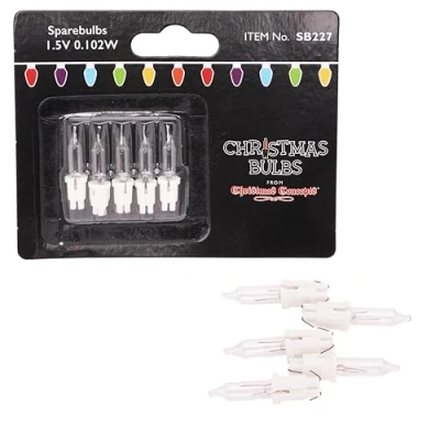 Image of Christmas Concepts® Pack of 5 Clear Push in Spare Bulbs 1.5v 0.068a Replacement Bulbs, SB227 CC
