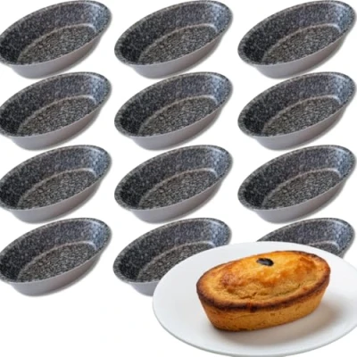 Image of Leccesi Pastry Moulds for Pasticciotto Leccese Mould in Aluminium with Non Stick Coating Stone Effect 100% Made Italy Size 10.5 x 7 cm (12)