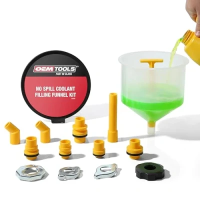 Image of OEMTOOLS 87009 No Spill Coolant Filling Plastic Funnel Kit Green