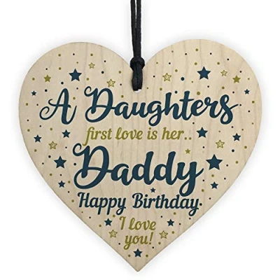 Image of RED OCEAN Daddy Gifts From Daughter Dad Birthday Wooden Heart Card Son Keepsake