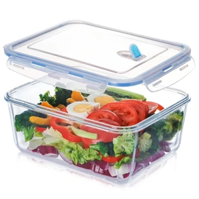 Image of NUTRIUPS 3.3L Large Glass Food Storage Containers with Lids, Rectangular Set, BPA Free for Meal Prep, Travel, Freezer, Oven