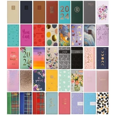 Image of 2025 Pack Of 4 Week To View Slim Fashion Cute Glitter Animal Flush Cut Assorted Diary Set