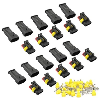 Image of RUNCCI YUN 10 Kit 3 Pin Waterproof Electrical Connector Plug Socket Kit, Car Wire Connector, Waterproof, Dustproof, Insulated and Sealed, 1.5mm Series Terminal