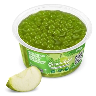 Image of The Inspire Food Company Popping Boba Pearls For Bubble Tea 450gm Green Apple Bursting Real Fruit Juice Dessert,Smoothie 100% Vegan &amp; Glutenfree, No Artificial Colors