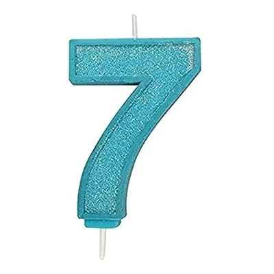 Image of CULPITT Sparkle Number Candles for Cake &amp; Cupcakes, Single Numbers from 0 9, Say Happy Birthday with These Candle Sparklers, Celebrate Birthdays Anniversaries Flair Blue 7