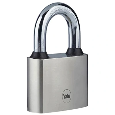Image of Yale Y112/50/128/1 Iron Disc Padlock 50mm Nickel Plated Hardened Steel Shackle Extreme Corrosion Resistance for Outdoor use