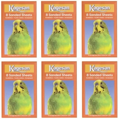 Image of 6 PACK KAGESAN ORANGE BIRD CAGE SAND PAPER SHEETS 48 35 X 21 CM 14 8&quot;