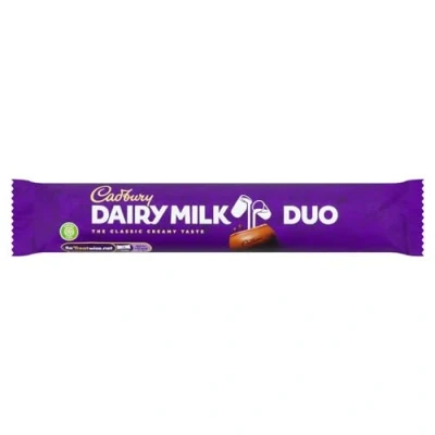 Image of Cadbury Dairy Milk Duo Chocolate Bars, Classic Creamy Taste, 54.4 g (Pack of 36)