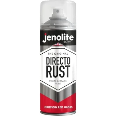 Image of JENOLITE Directorust Gloss Spray Paint CRIMSON RED 400ml Direct To Rust For Metal Multi Surface Wood, Metal, Plastic, Ceramic RAL 3027