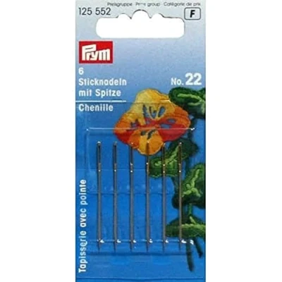 Image of PRYM 125557 Tapestry needles with blunt point and gold eye No. 22; 40 x 0.90 mm, 6 pieces