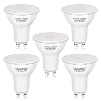 Image of Aigostar GU10 LED Bulbs Cool White, 8W 640 Lumen, Super Bright LED, Energy Saving Light Bulbs, 100Beam Angle Daylight Spotlight Bulb, 6400K, 5 Pack