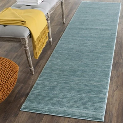 Image of SAFAVIEH Glam Solid Color Rug for Living Room, Dining Bedroom Vision Collection, Short Pile, in Seafoam, 91 X 152 cm