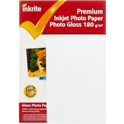 Image of Inkrite PhotoPlus Premium Paper Photo Gloss 180gsm A4 (20 Sheets), White