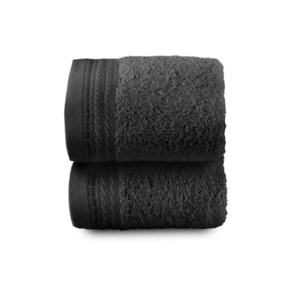 Image of RIZO Top Towel Set of 2 Bidet Towels Bath Small 100% Combed Cotton 600 g/m2 Measure 30 x 50 cm Black