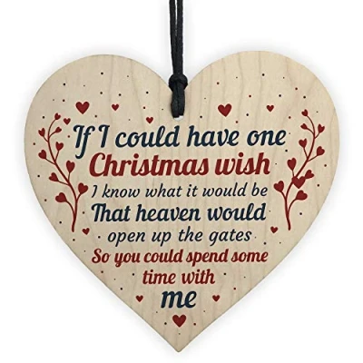 Image of RED OCEAN CHRISTMAS BAUBLE Memorial Heart Plaque For Mum Dad Nan Grandad Friend Tree Decoration
