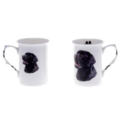 Image of (BB38) Set of 2 Bone China BEAKERS/Mugs Black Labrador Dog Presentation Gift Boxed Lovely Gift, Kirsty Jayne China, Hand Decorated