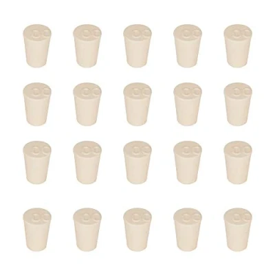 Image of StonyLab Solid Rubber Stoppers, 20 Pack 00# 11mm x 15mm 19mm White Tapered Lab Seal Stoppers