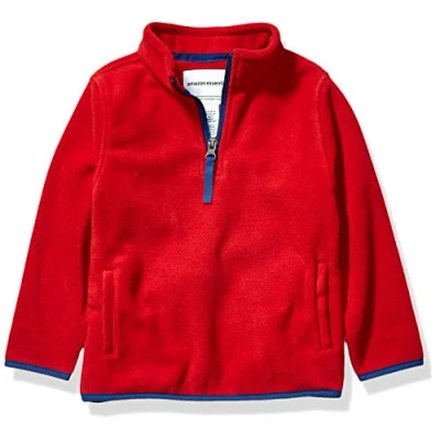 Image of Amazon Essentials Boys&#039; Polar Fleece Quarter Zip Pullover Jacket, Red, 10 Years