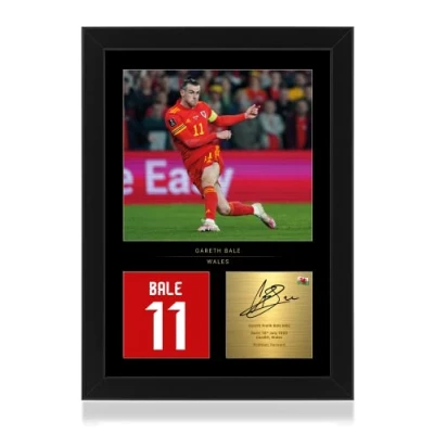 Image of Gareth Bale A4 Framed Photo Display Reproduced Digital Signature Gift For Wales Fans